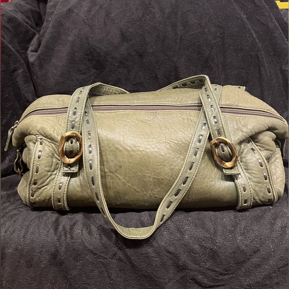 Paolo Masi EUC Vintage Distressed  Army Green Barrel Bag